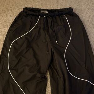 Fashion Nova Black Joggers with White Piping